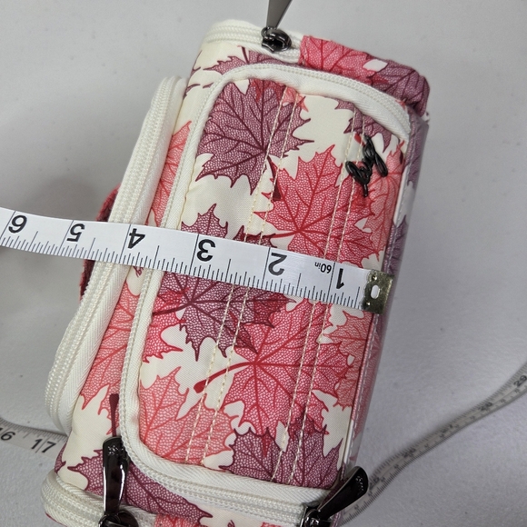 Lug Mini Trolley Pink and Cream Leaf Pattern Women's Cosmetic Makeup Bag - Picture 16 of 16